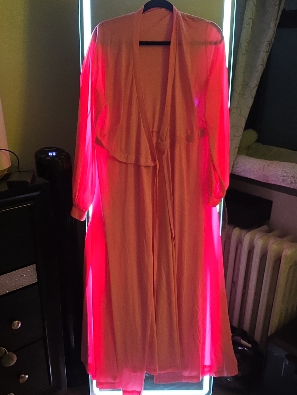 Olga Peach Pink Long Sheer Overlay Dress